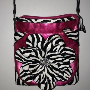 Hot Pink and Zebra over the Shoulder Tote